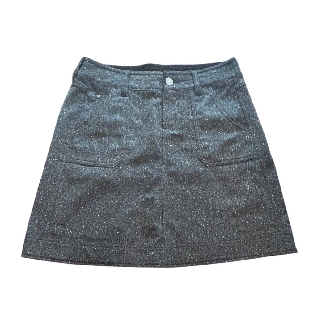 Woolrich‎ Gray Mini Skirt Front Back Pockets Size 8 Wool Silk Winter Casual Fall